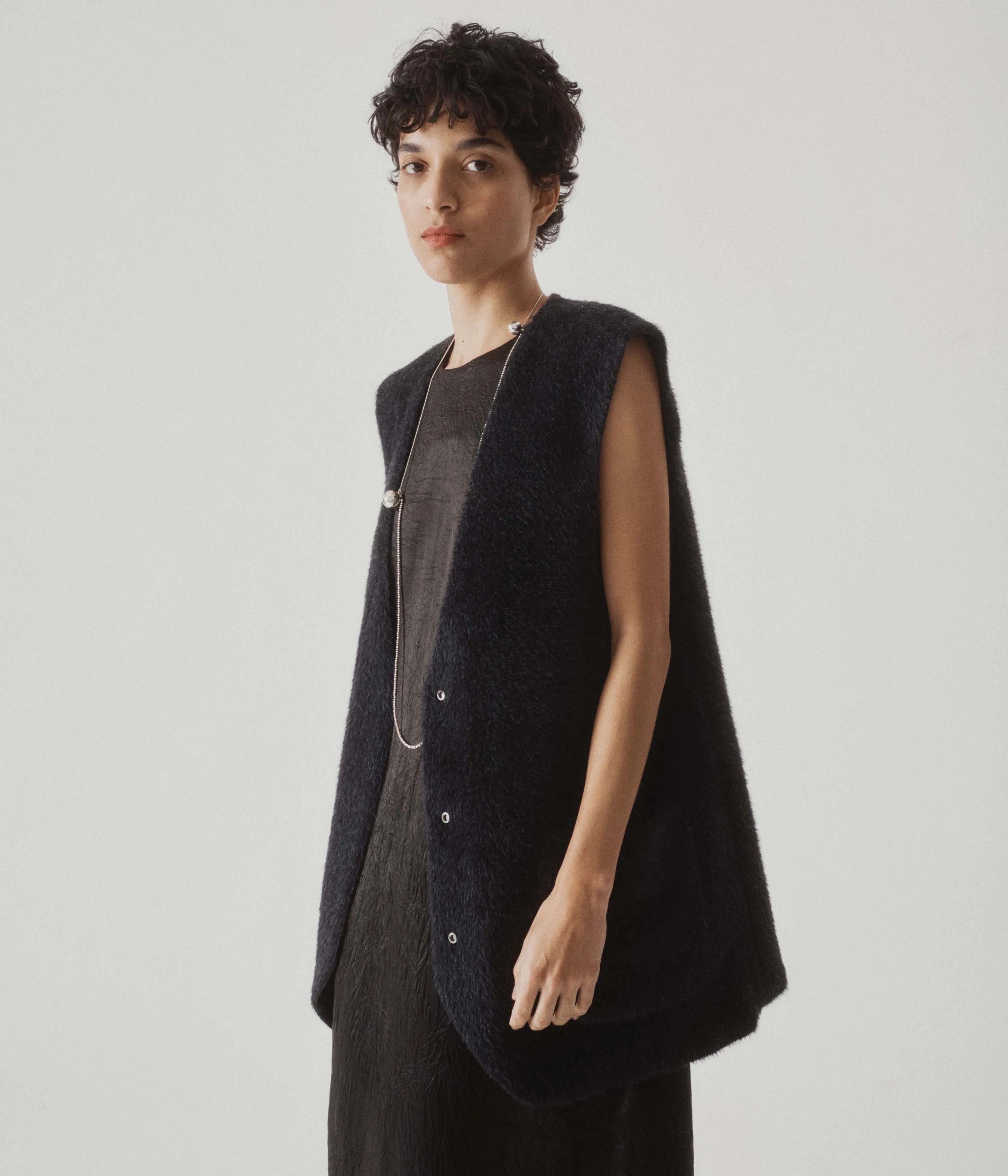 Eco Fur Revesible Vest in Black