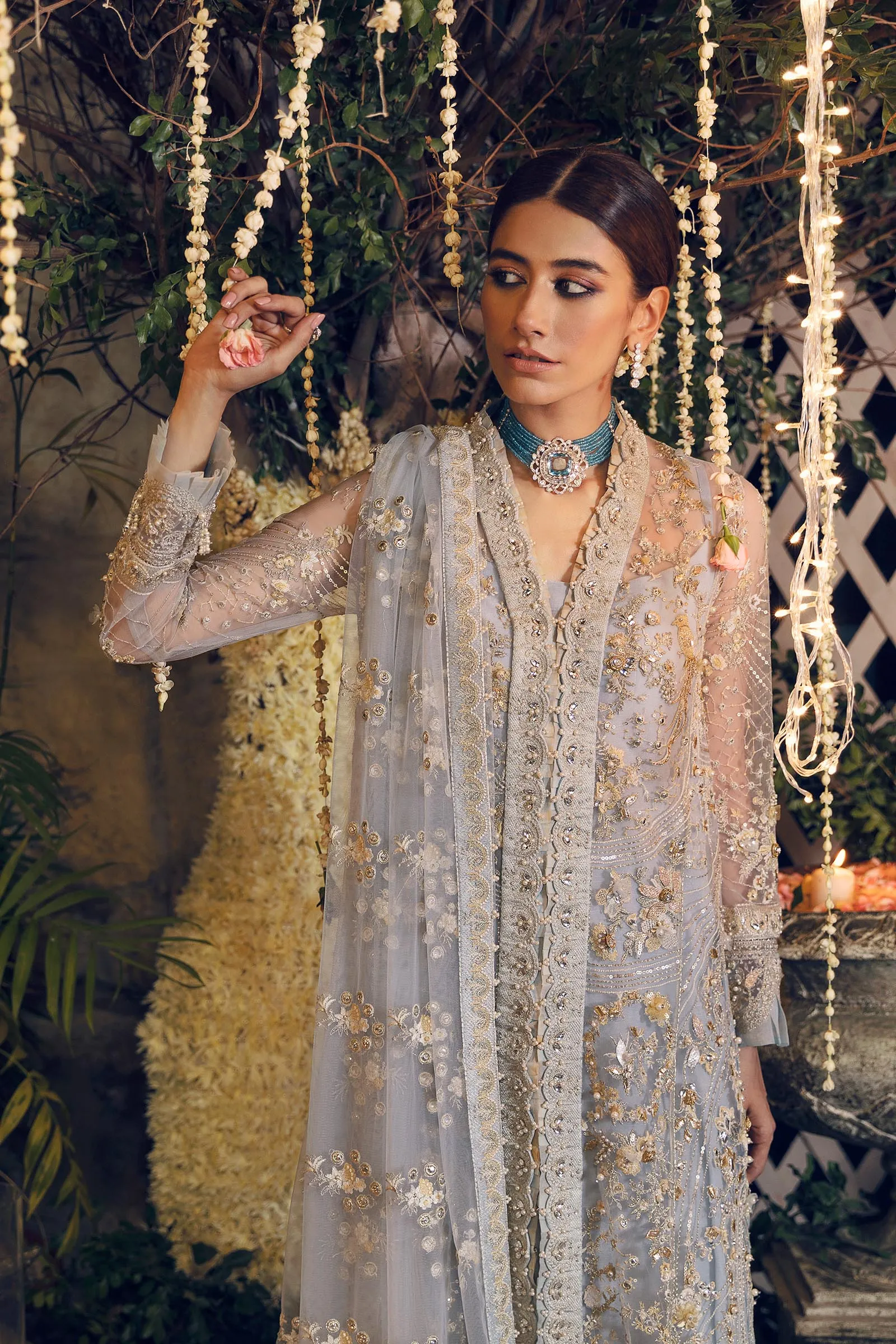 FOROUZAN (ZC22-01)  | Zaha Gossamer Collection 2022 | Unstitched Embroidered Net Suit