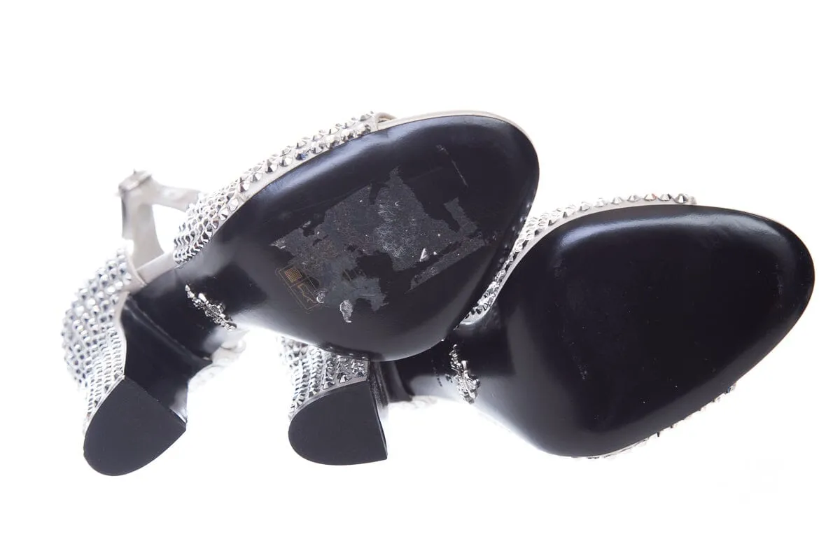 Prada Silver Embellished Heels SZ 37.5