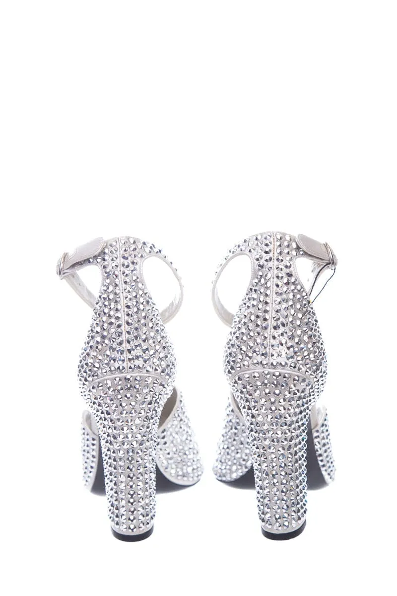 Prada Silver Embellished Heels SZ 37.5