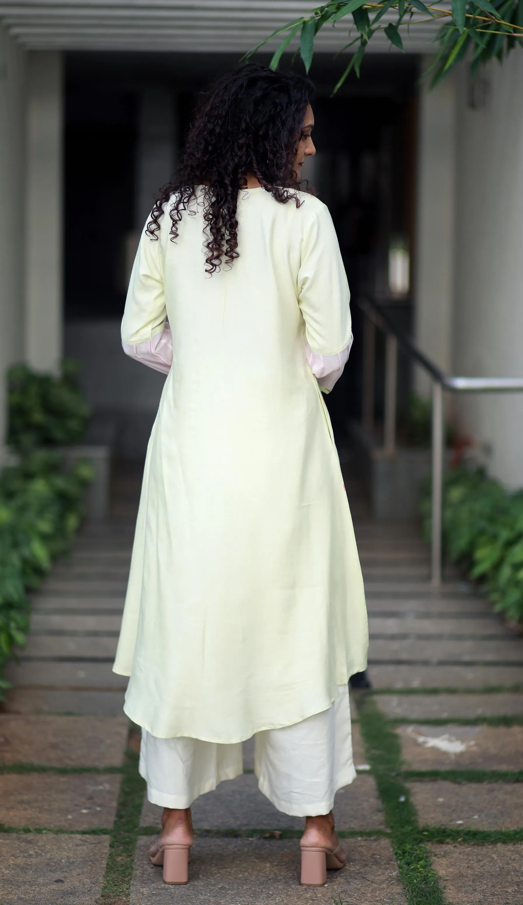 Tropical Valley Sage Green Staple Silk Kurta/ Dress
