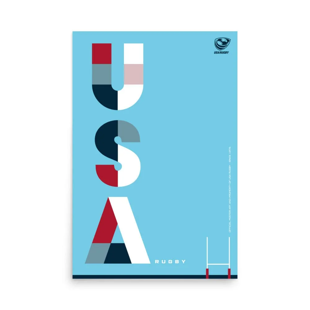 USA Rugby Striped Text Poster