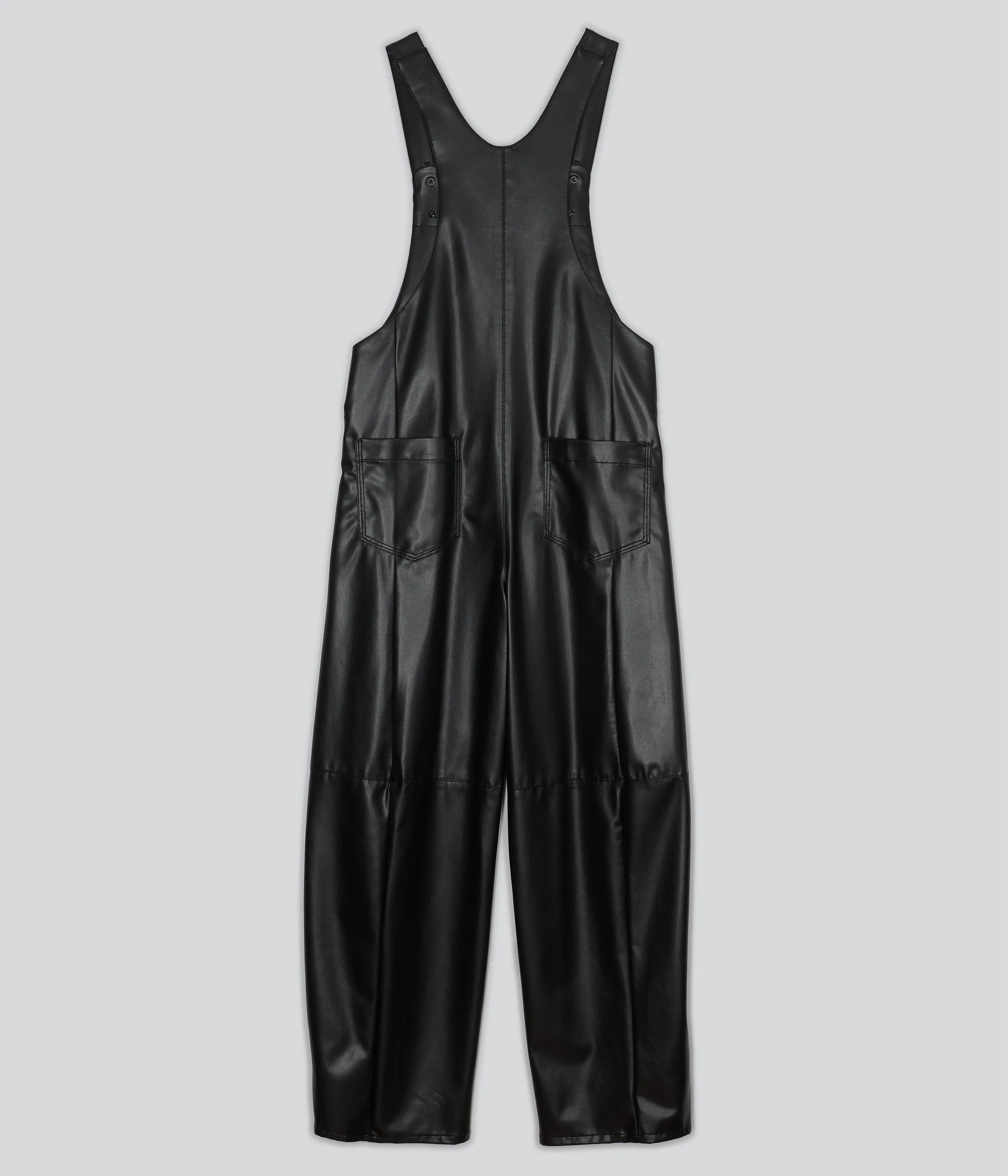 VEGAN LEATHER COVERALL IN BLACK